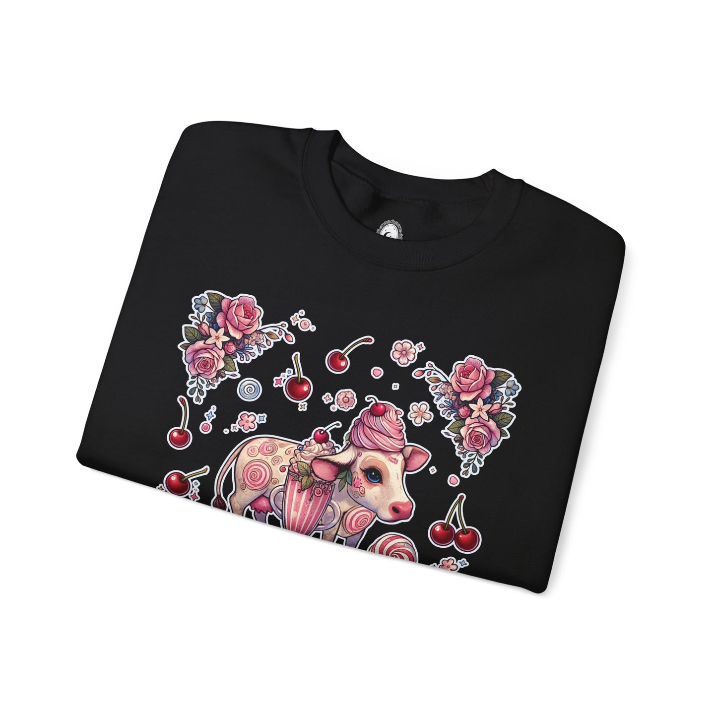 “Milkshake Cow” Unisex Heavy Blend™ Crewneck Sweatshirt — thick-cut comfort with dairy-core drip 🐄🥤🖤✨