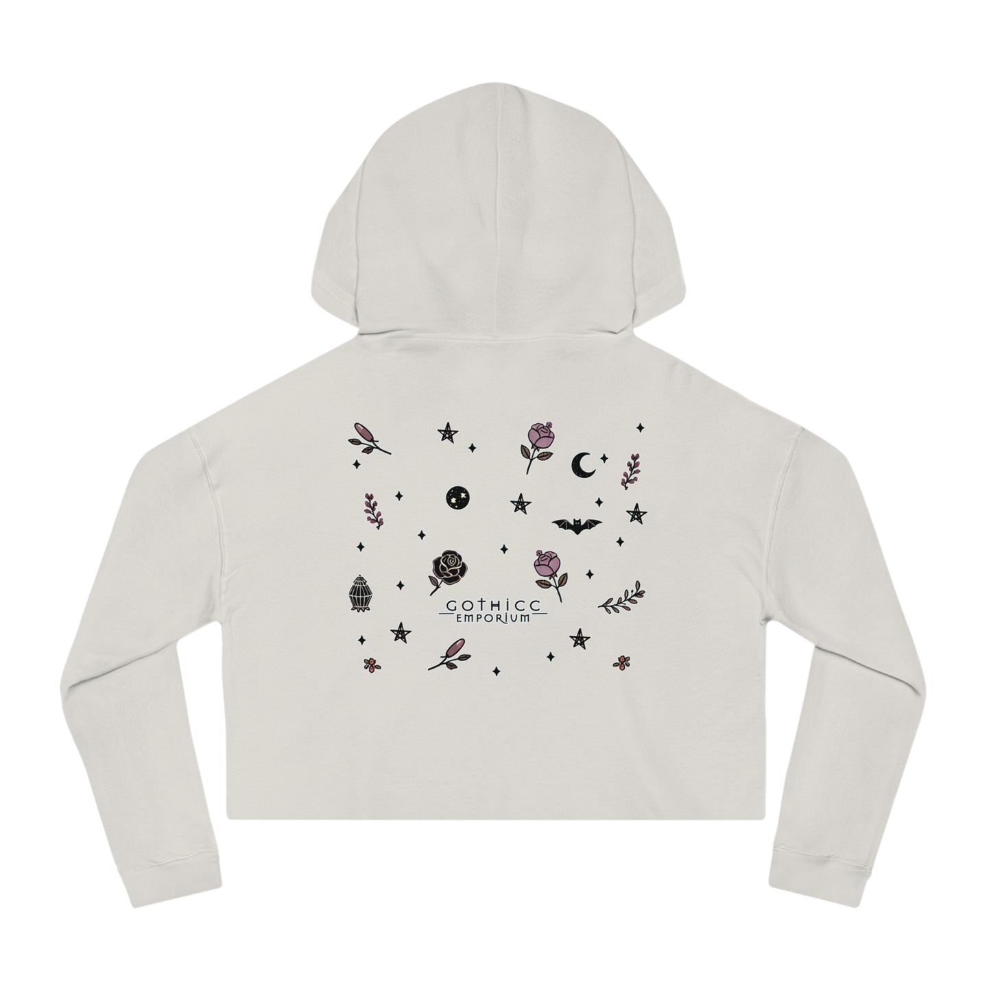 🌙 “Thicc Witchyy” Cropped Hooded Sweatshirt — cropped, curvy, and conjuring chaos 🖤🕯️✨
