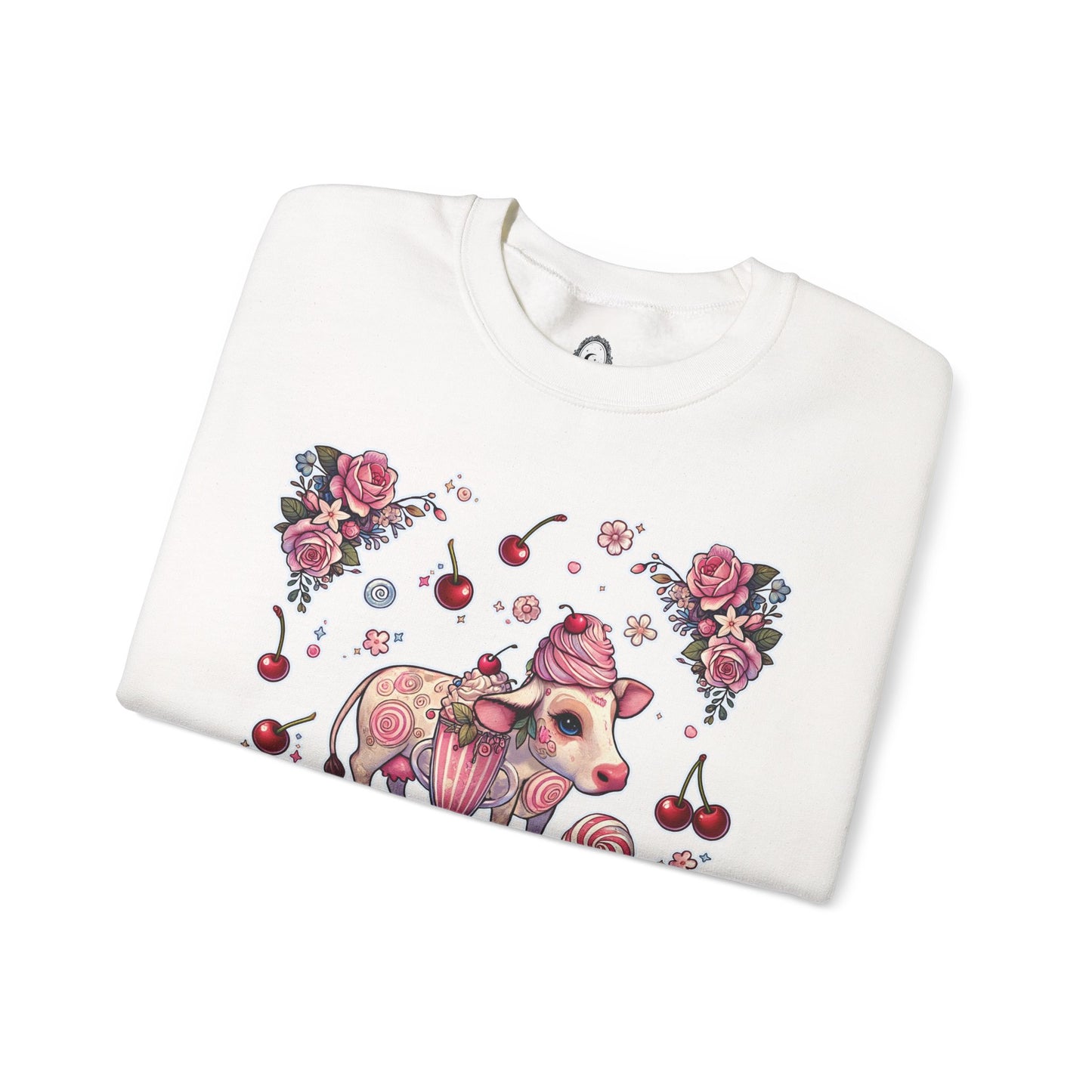 “Milkshake Cow” Unisex Heavy Blend™ Crewneck Sweatshirt — thick-cut comfort with dairy-core drip 🐄🥤🖤✨