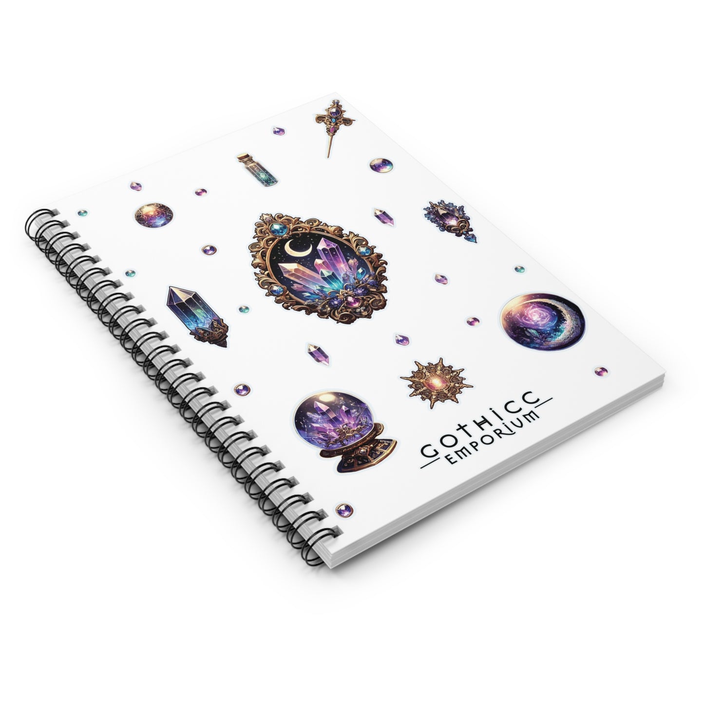 "Crystal Gem" Spiral Notebook - Ruled Line in white