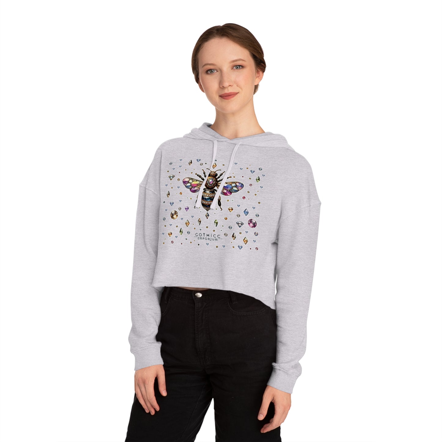 🐝“BEEJEWEL” Cropped Hooded Sweatshirt — sweet like nectar, stung with style 🖤💎