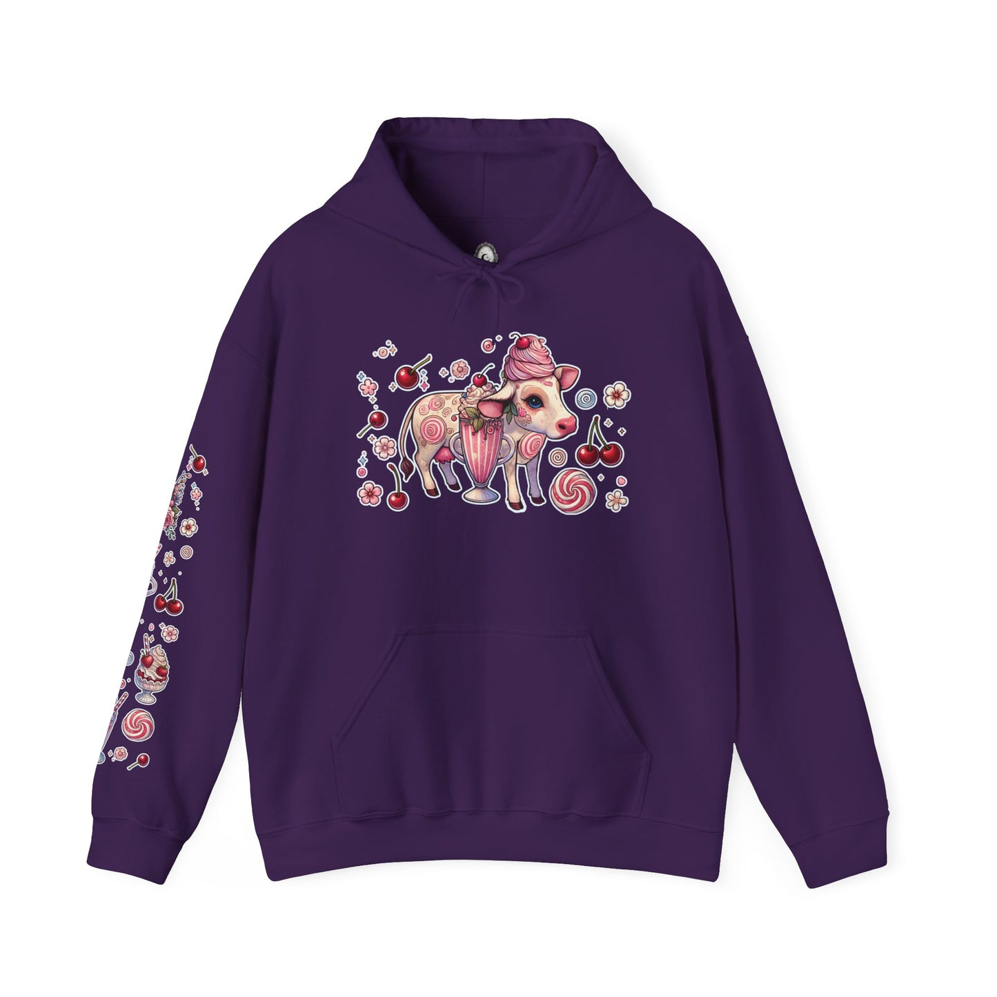 🐄🍓"Milkshake Cow” Unisex Heavy Blend™ Hooded Sweatshirt — sweet, thick, and unapologetically mooo-dy 🐄🍓🖤✨