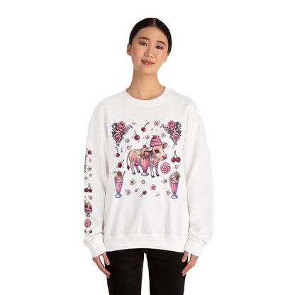 “Milkshake Cow” Unisex Heavy Blend™ Crewneck Sweatshirt — thick-cut comfort with dairy-core drip 🐄🥤🖤✨
