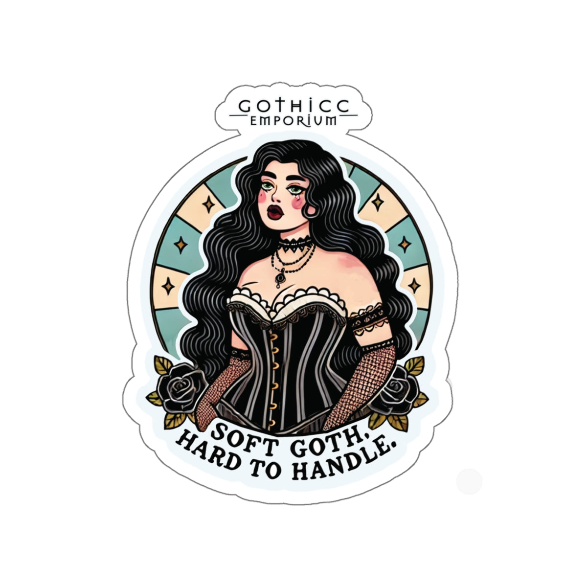 “Soft Goth” Die-Cut Vinyl Sticker — moody magic with a velvet vibe 🌸🖤🕯️✨