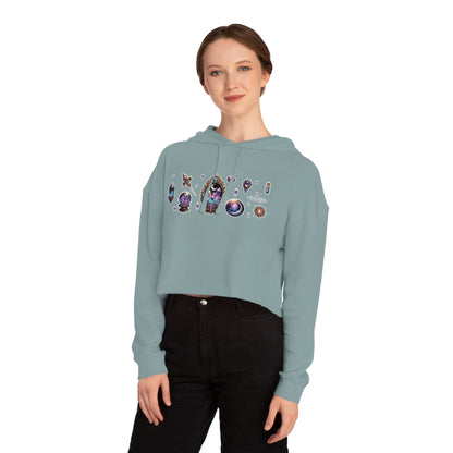 🔮 “Crystal Gem” Cropped Hooded Sweatshirt — glowing, grounded, and glam in every layer 💎🌙🖤✨