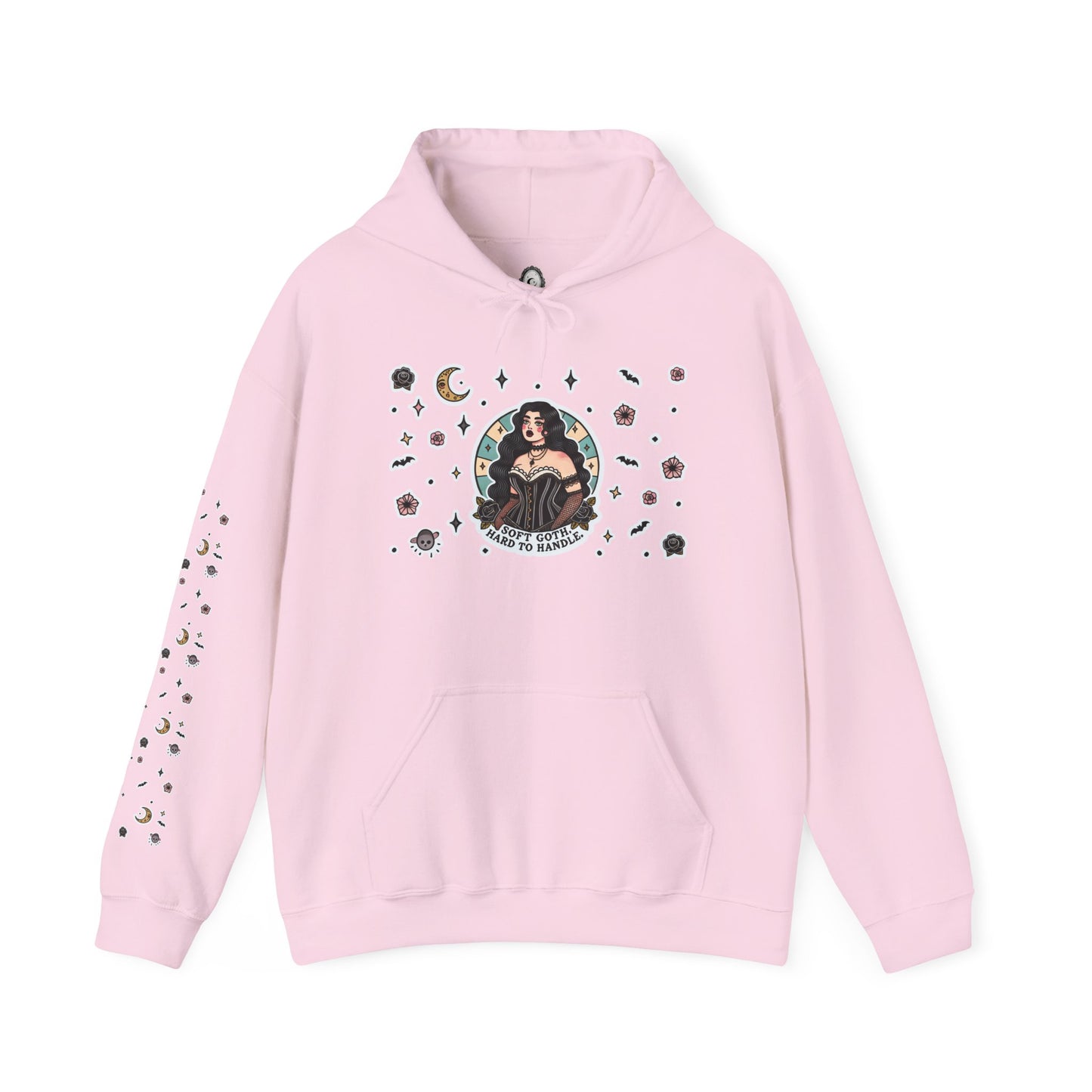 🕸️“Soft Goth” Unisex Heavy Blend™ Hooded Sweatshirt — dreamy, deadly, and not here to be tamed 🖤🌙🕸️✨