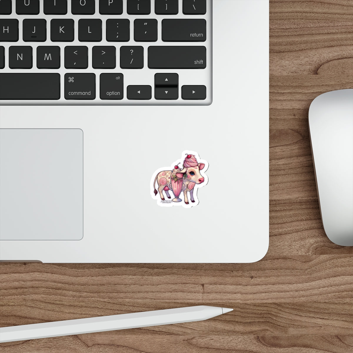 “Milkshake Cow” Die-Cut Vinyl Sticker — udderly unhinged and cute to curse 🐄🍓🖤