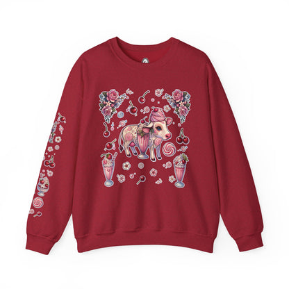 “Milkshake Cow” Unisex Heavy Blend™ Crewneck Sweatshirt — thick-cut comfort with dairy-core drip 🐄🥤🖤✨