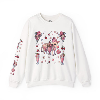 “Milkshake Cow” Unisex Heavy Blend™ Crewneck Sweatshirt — thick-cut comfort with dairy-core drip 🐄🥤🖤✨