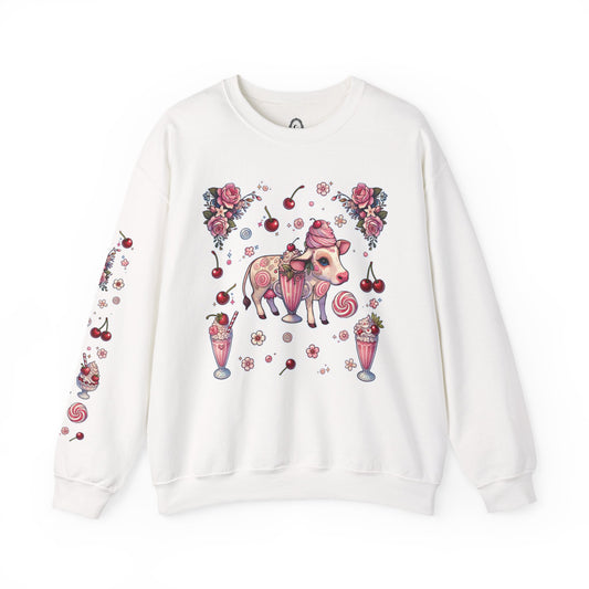 “Milkshake Cow” Unisex Heavy Blend™ Crewneck Sweatshirt — thick-cut comfort with dairy-core drip 🐄🥤🖤✨