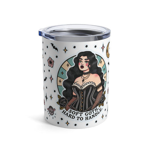 “Soft Goth” Tumbler – 10oz in white — delicate, dangerous, and made to sip in silence and slay 🖤🌫️✨