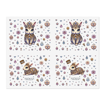 “Jeweled Bunny” Sticker Sheet – 11x8.5 — sparkly, sly, and dangerously adorable 🐰💎🖤✨