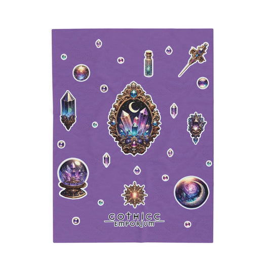 "Crystal Gem" Velveteen Plush Blanket in purple