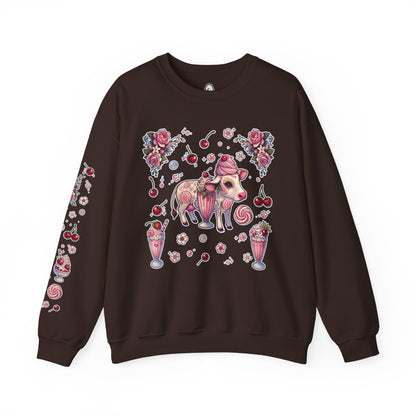 “Milkshake Cow” Unisex Heavy Blend™ Crewneck Sweatshirt — thick-cut comfort with dairy-core drip 🐄🥤🖤✨