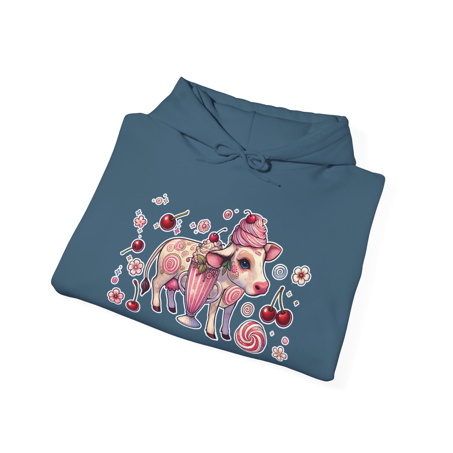 🐄🍓"Milkshake Cow” Unisex Heavy Blend™ Hooded Sweatshirt — sweet, thick, and unapologetically mooo-dy 🐄🍓🖤✨