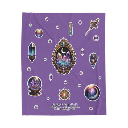"Crystal Gem" Velveteen Plush Blanket in purple