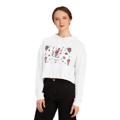 🍓“Milkshake Cow” Cropped Hooded Sweatshirt — thick-cut charm with a mooo-dy twist 🐄🥤🖤✨