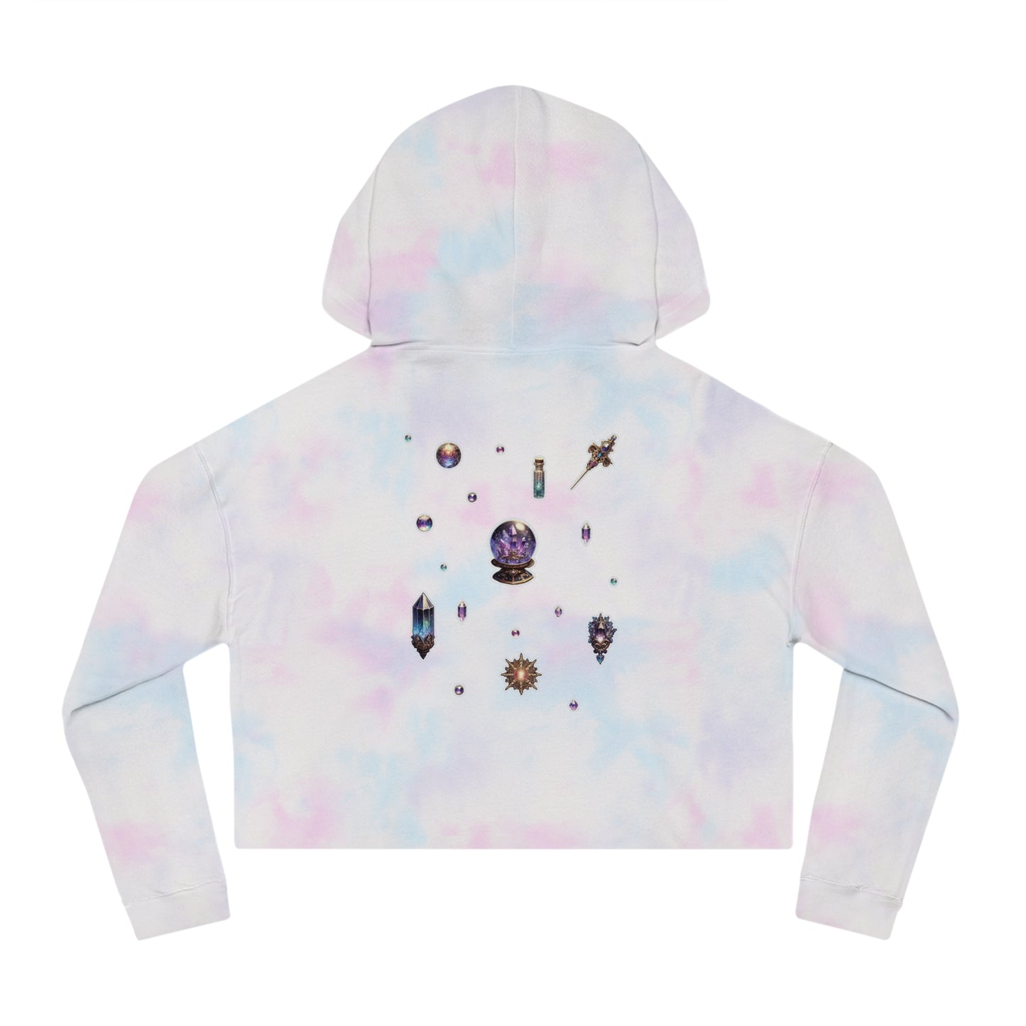 🔮 “Crystal Gem” Cropped Hooded Sweatshirt — glowing, grounded, and glam in every layer 💎🌙🖤✨