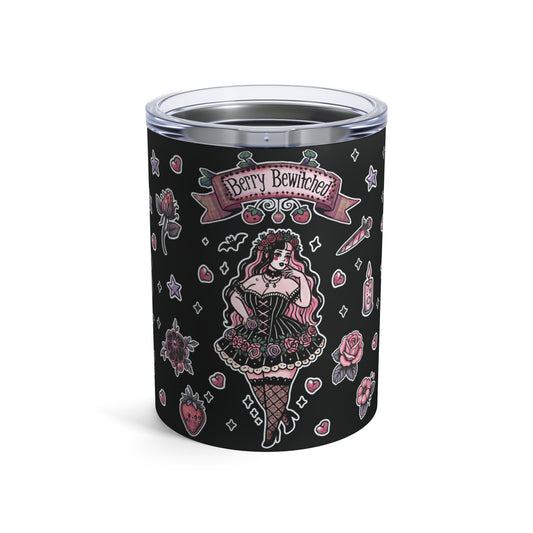 “Berry Bewitched” Tumbler – 10oz in black— juicy, spellbound, and brewed for dark enchantment 🍓🔮🖤✨
