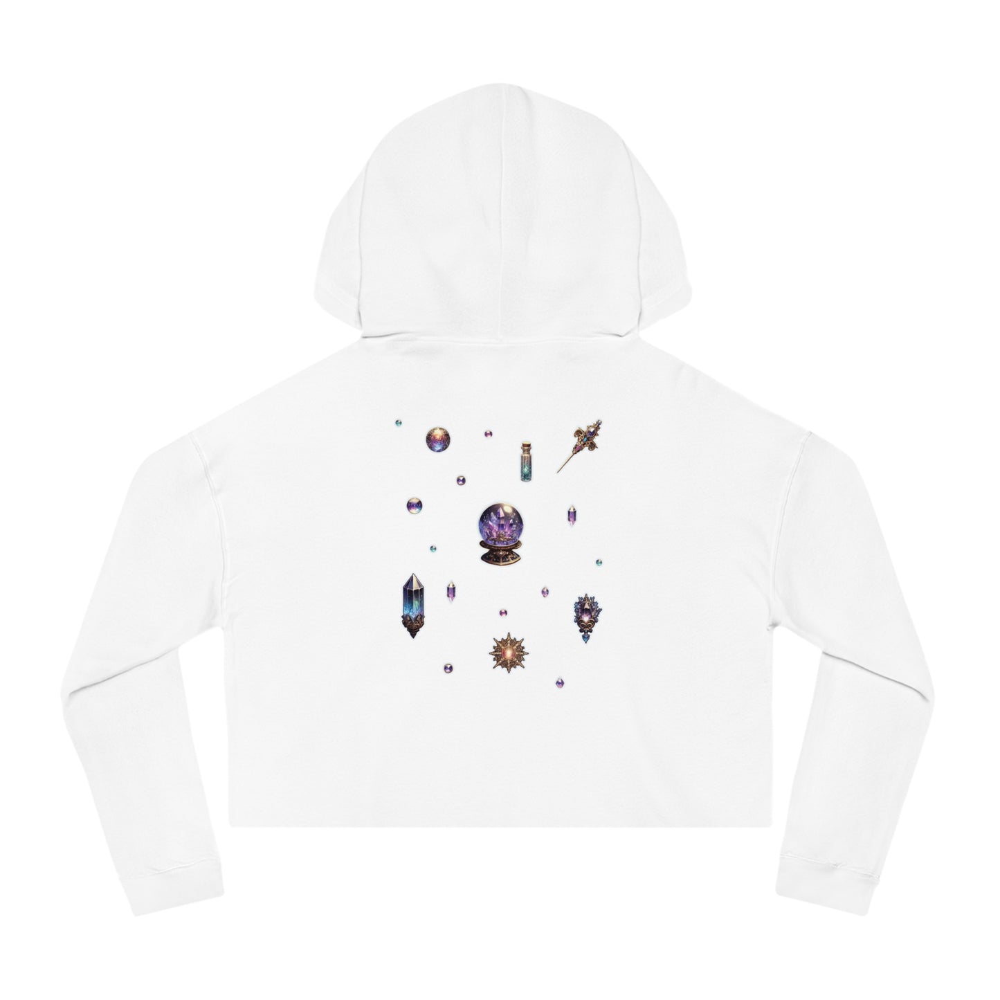 🔮 “Crystal Gem” Cropped Hooded Sweatshirt — glowing, grounded, and glam in every layer 💎🌙🖤✨
