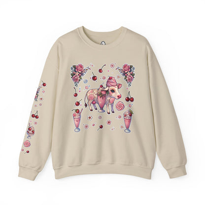 “Milkshake Cow” Unisex Heavy Blend™ Crewneck Sweatshirt — thick-cut comfort with dairy-core drip 🐄🥤🖤✨
