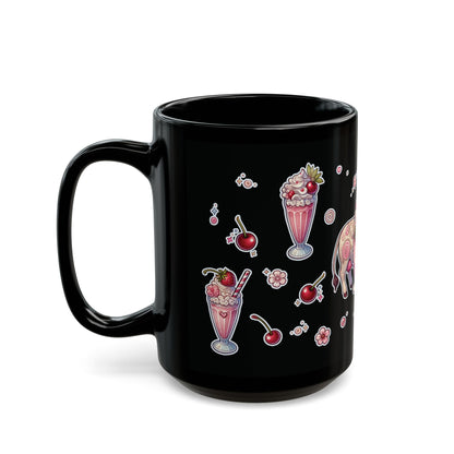 “Milkshake Cow” Black Mug – 11oz & 15oz — sweet, savage, and made to stir the pot 🐄💅🥤🖤