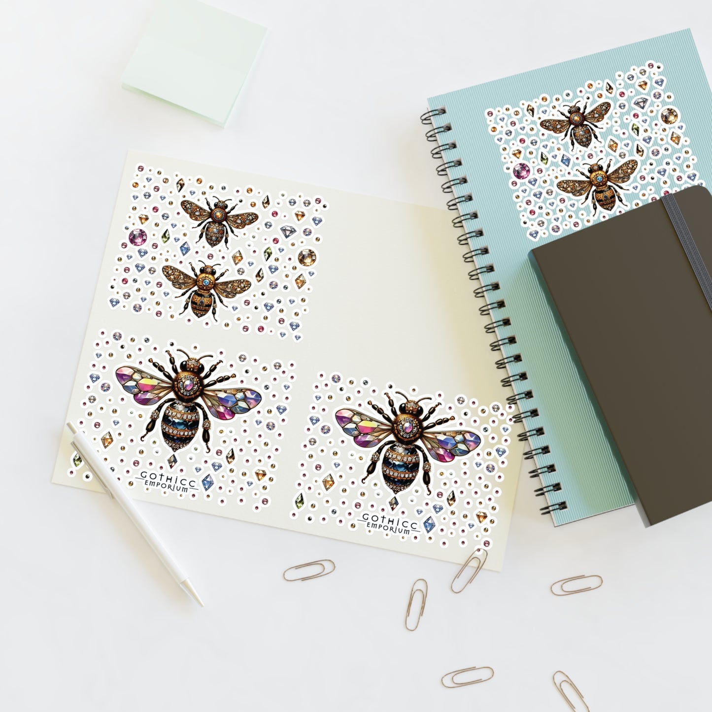 “BEEJEWEL” Sticker Sheet — sting sweet, sparkle sharp 🐝💎🖤✨