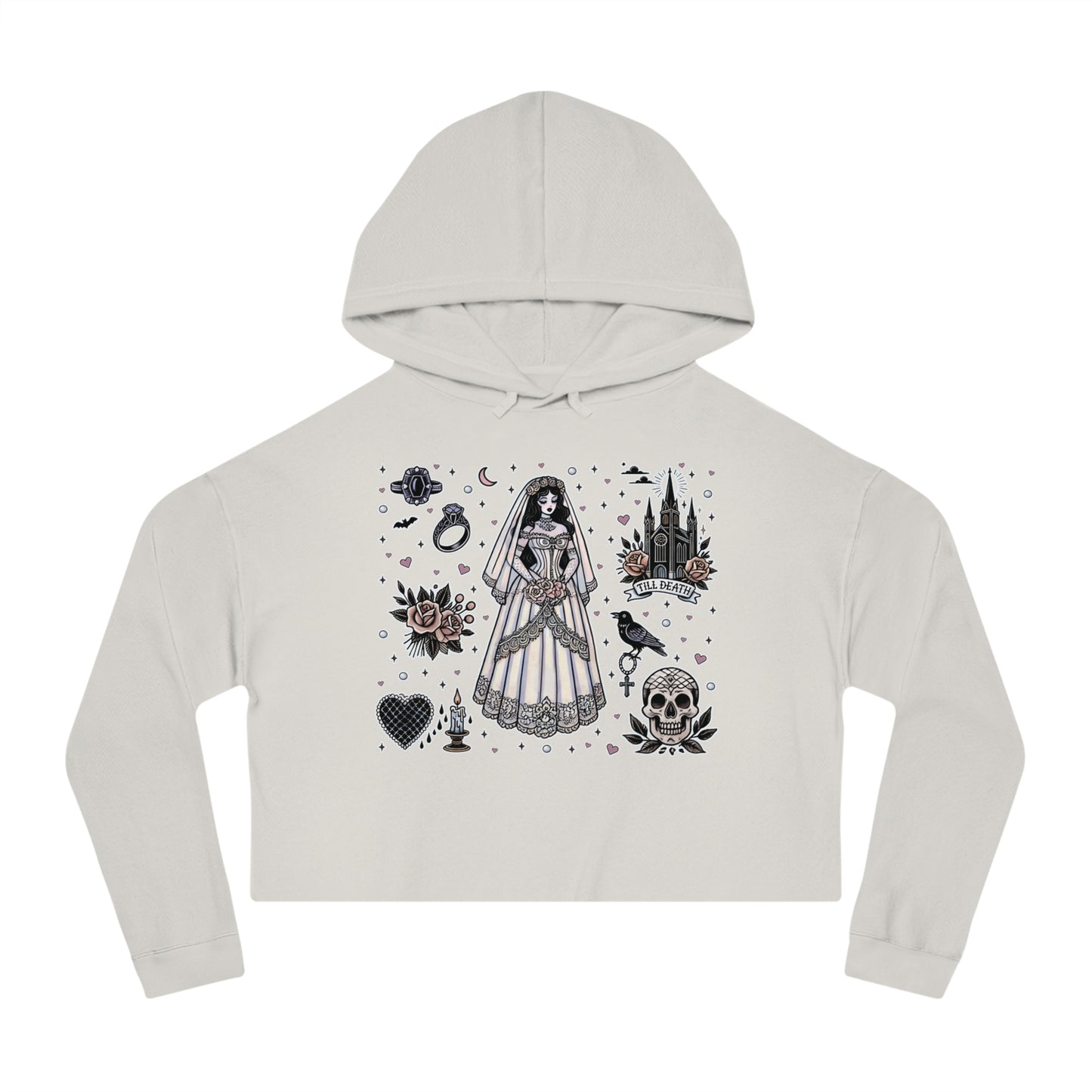 "Bride" Cropped Hooded Sweatshirt