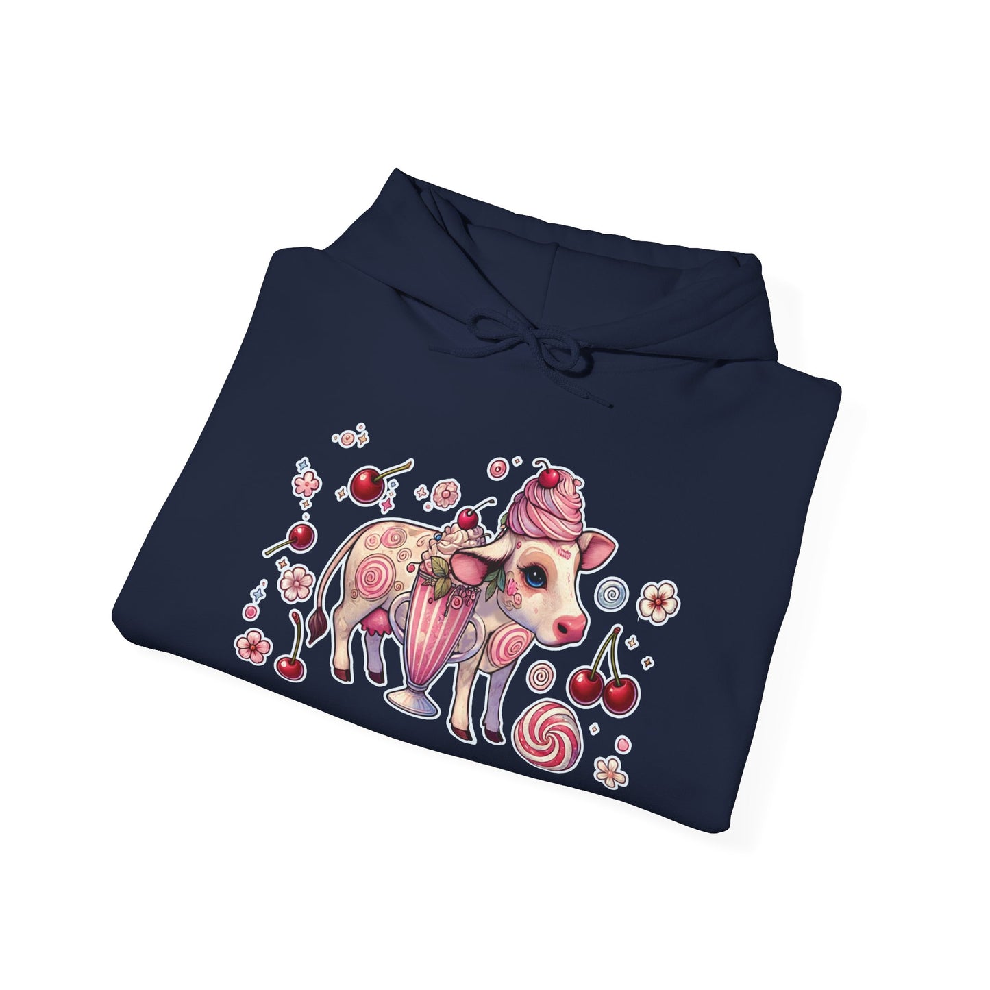 🐄🍓"Milkshake Cow” Unisex Heavy Blend™ Hooded Sweatshirt — sweet, thick, and unapologetically mooo-dy 🐄🍓🖤✨