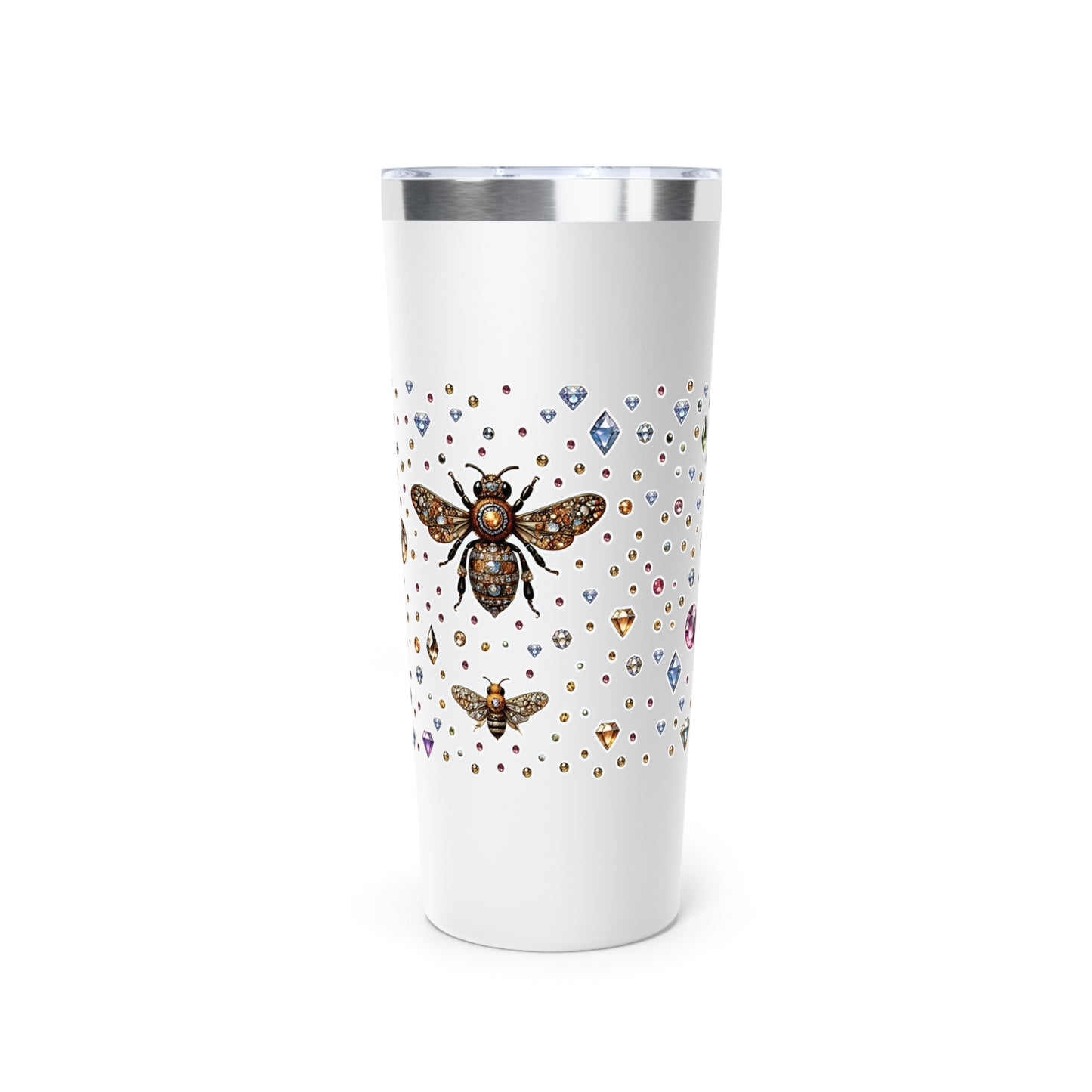 “BEEJEWEL” Copper Vacuum Insulated Tumbler – 22oz — sweet heat, sharp edge, and ready to sting 🐝🥤💎🖤