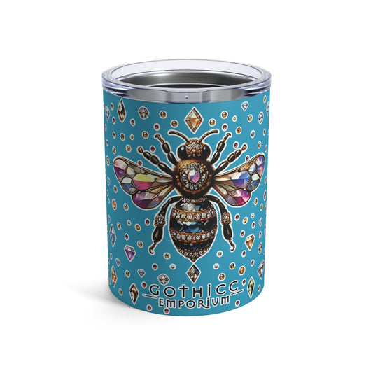 BEEJEWEL” Tumbler – 10oz in turquoise — buzzing, bold, and built to sip with sting 🐝💎🥤🖤:
