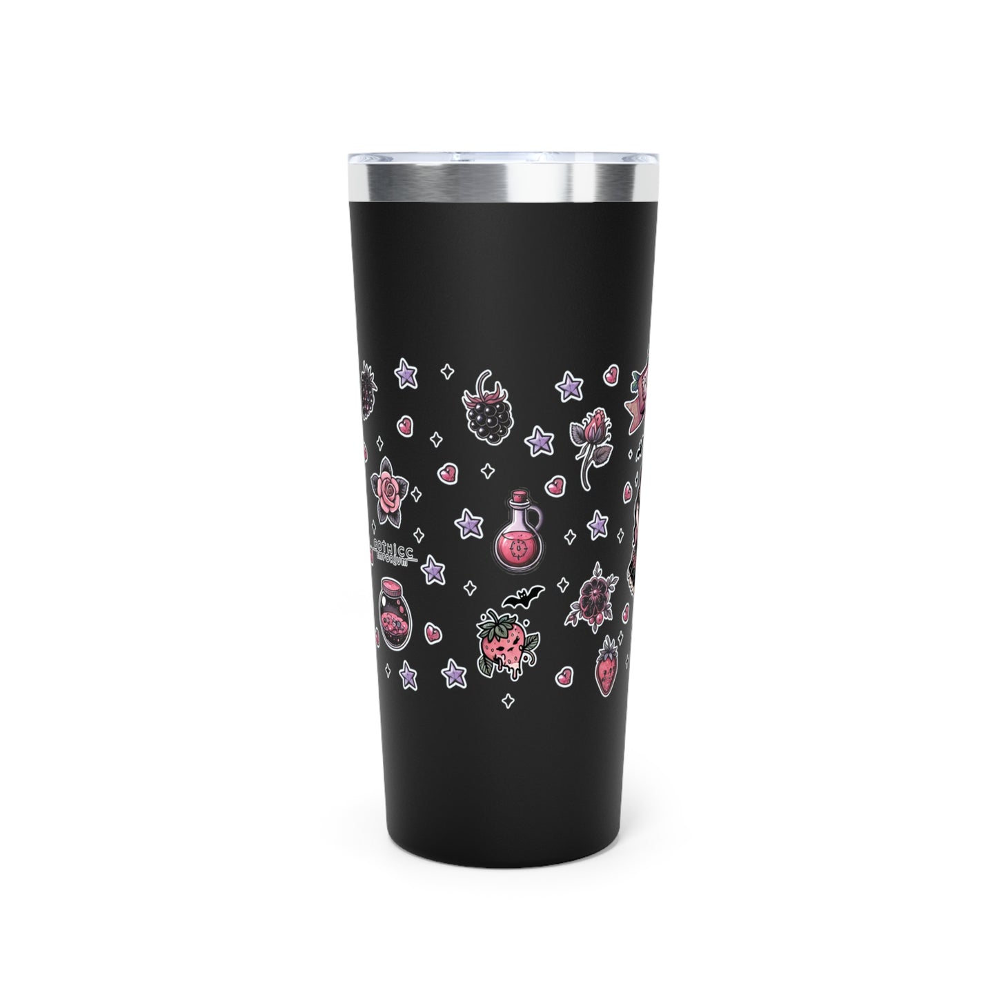 “Berry Bewitched” Copper Vacuum Insulated Tumbler – 22oz — sweetly cursed, sipped with power 🍓🌙🔥🖤