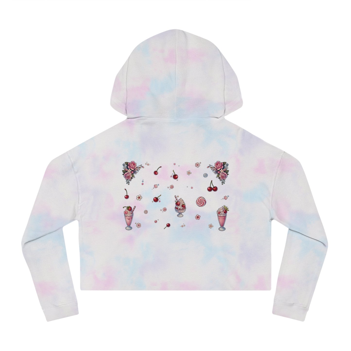 🍓“Milkshake Cow” Cropped Hooded Sweatshirt — thick-cut charm with a mooo-dy twist 🐄🥤🖤✨