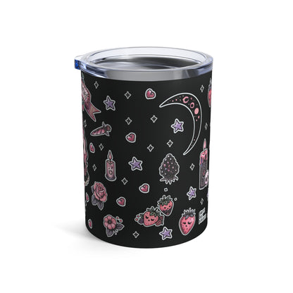 “Berry Bewitched” Tumbler – 10oz in black— juicy, spellbound, and brewed for dark enchantment 🍓🔮🖤✨