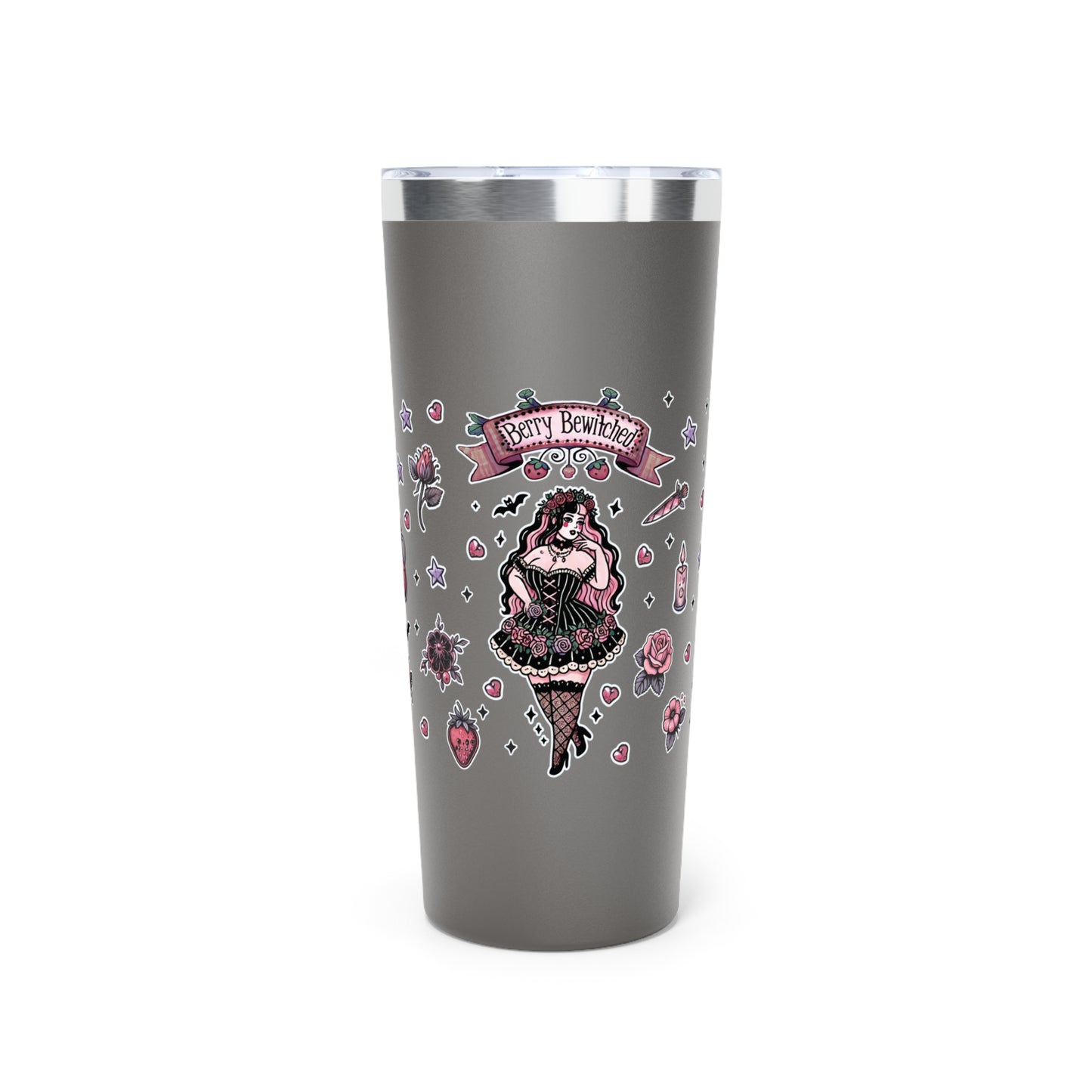 “Berry Bewitched” Copper Vacuum Insulated Tumbler – 22oz — sweetly cursed, sipped with power 🍓🌙🔥🖤