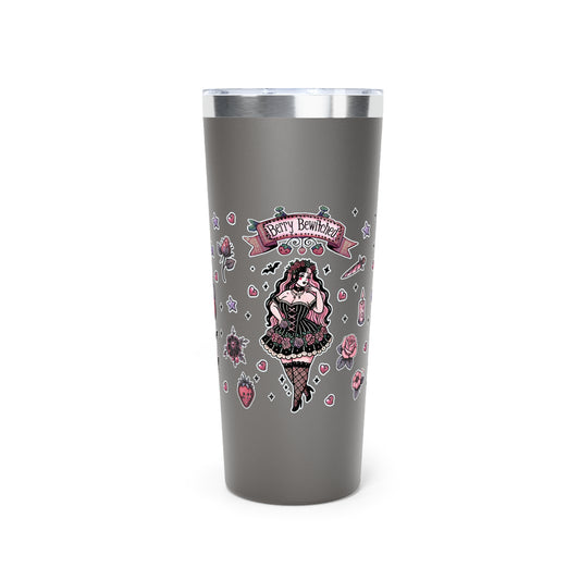 “Berry Bewitched” Copper Vacuum Insulated Tumbler – 22oz — sweetly cursed, sipped with power 🍓🌙🔥🖤