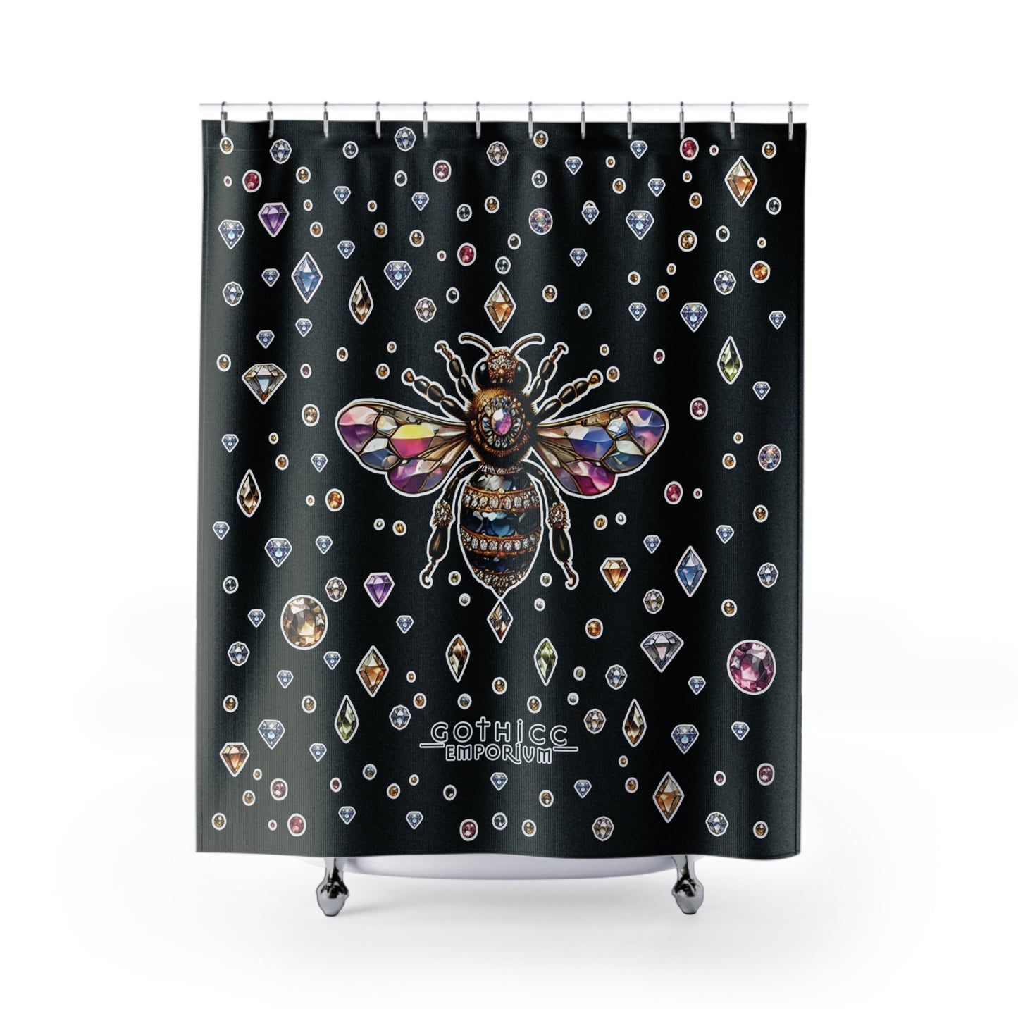 "BEEJEWEL" Shower Curtain in Black