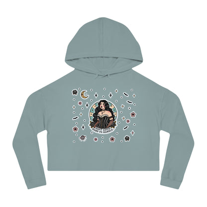 “Soft Goth” Cropped Hooded Sweatshirt — tender, toxic, and softly unbothered 🖤🌫️🕸️✨