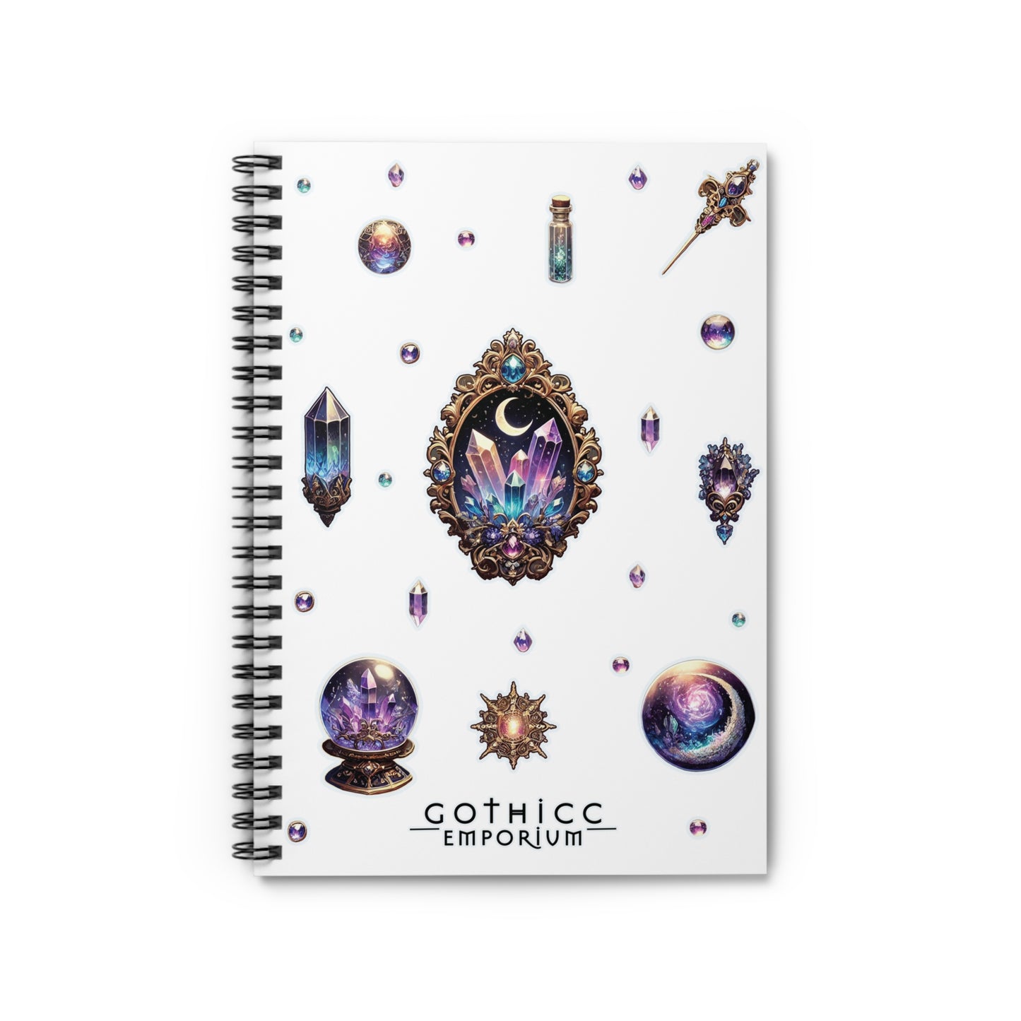 "Crystal Gem" Spiral Notebook - Ruled Line in white