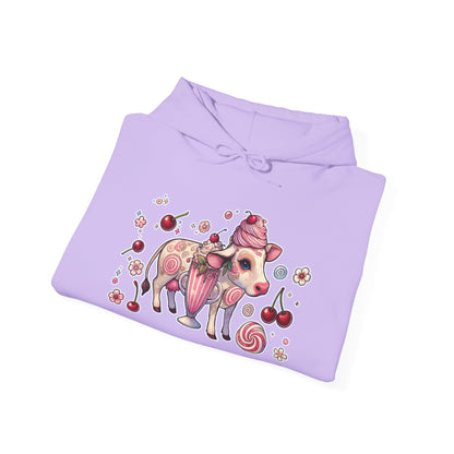 🐄🍓"Milkshake Cow” Unisex Heavy Blend™ Hooded Sweatshirt — sweet, thick, and unapologetically mooo-dy 🐄🍓🖤✨