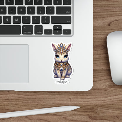 “Jeweled Bunny” Die-Cut Vinyl Sticker — cute chaos with a crystal bite 🐰💎🖤✨