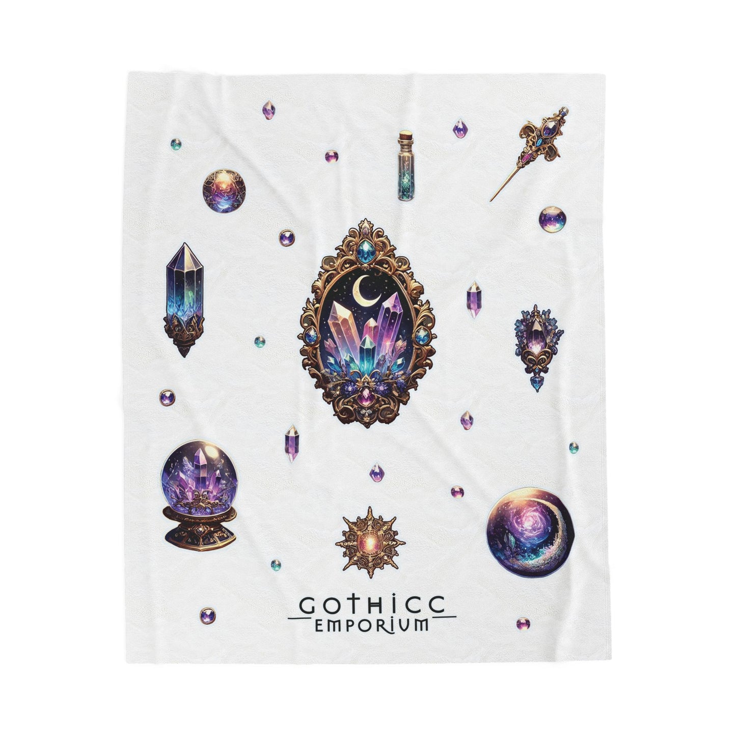 "Crystal Gem" Velveteen Plush Blanket in White