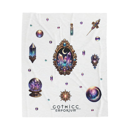 "Crystal Gem" Velveteen Plush Blanket in White