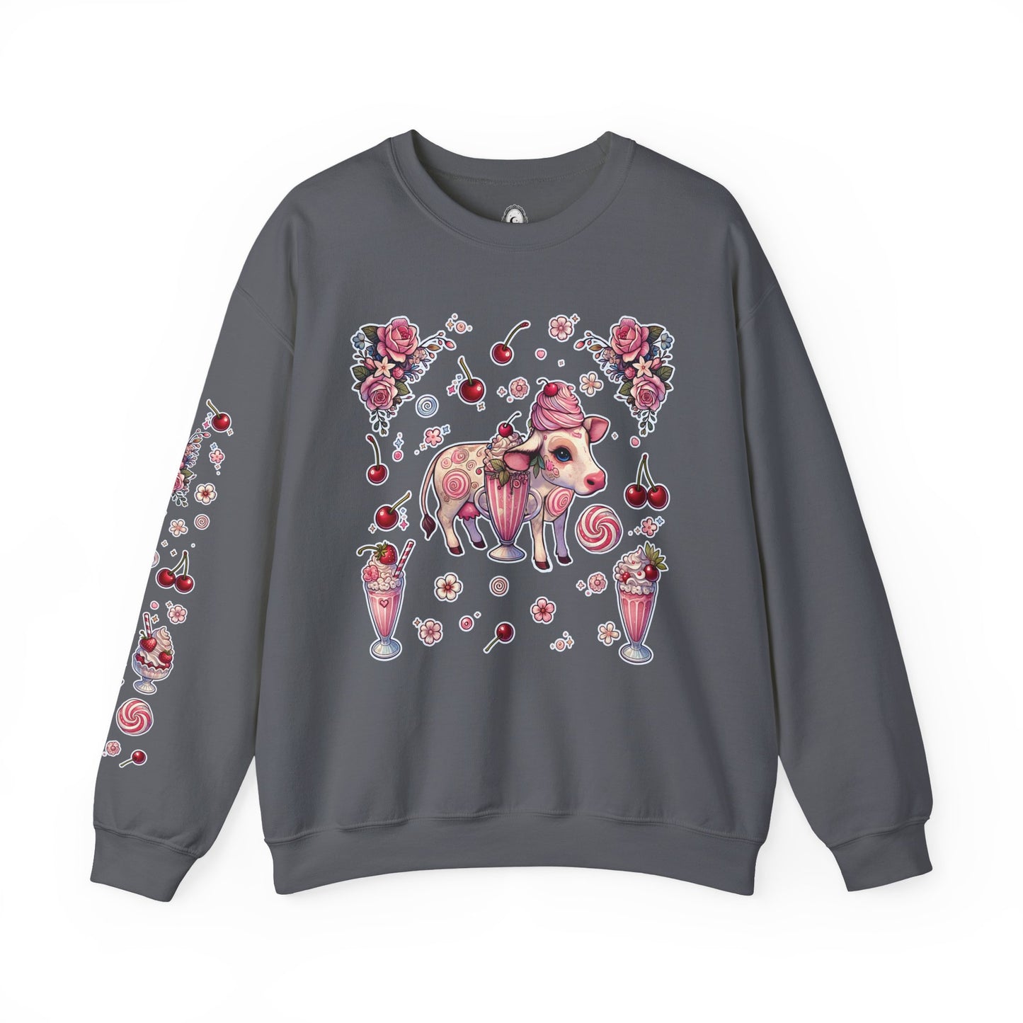 “Milkshake Cow” Unisex Heavy Blend™ Crewneck Sweatshirt — thick-cut comfort with dairy-core drip 🐄🥤🖤✨