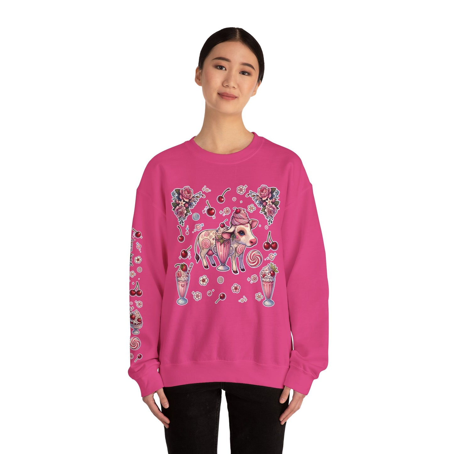 “Milkshake Cow” Unisex Heavy Blend™ Crewneck Sweatshirt — thick-cut comfort with dairy-core drip 🐄🥤🖤✨