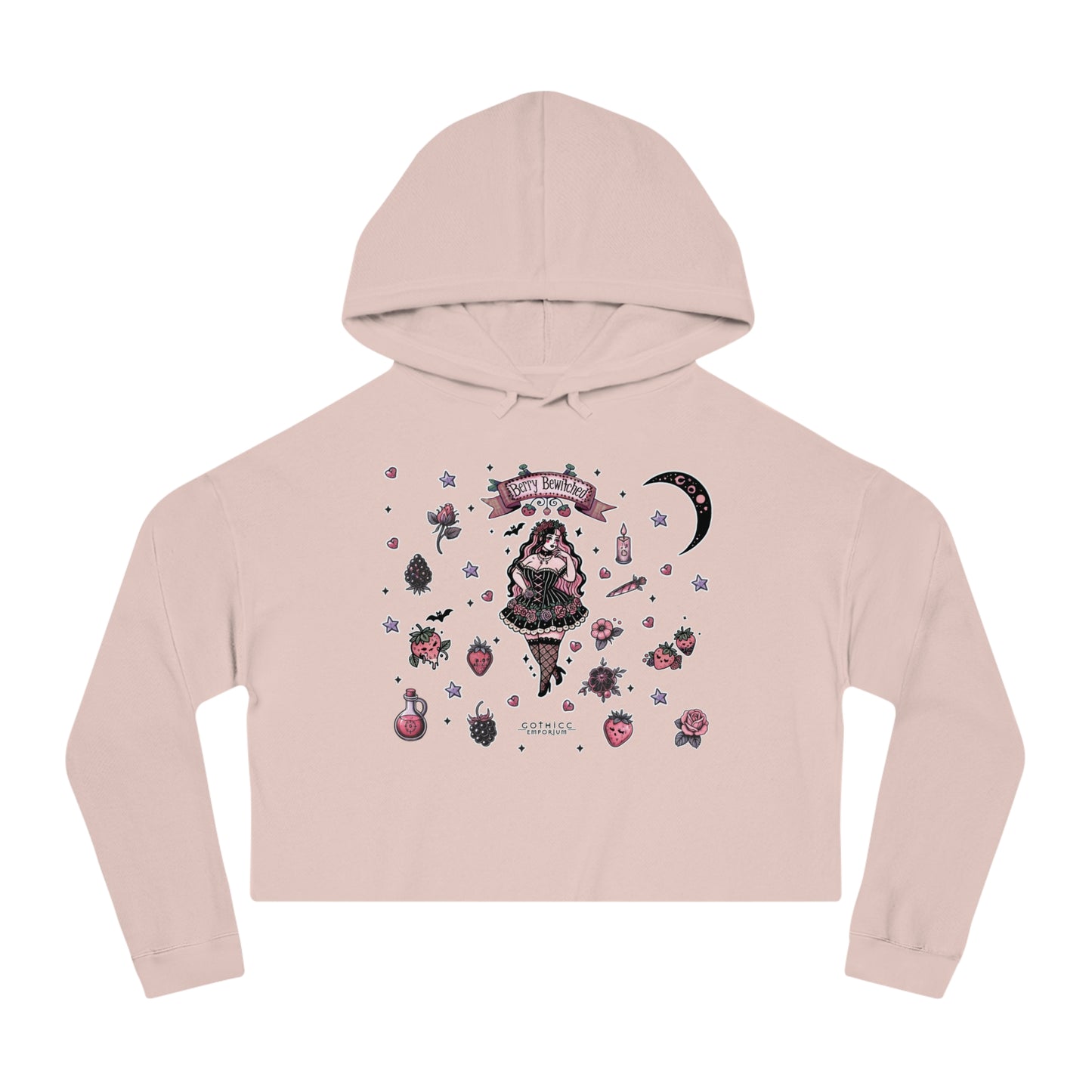 🍓“Berry Bewitched” Cropped Hooded Sweatshirt — juicy, hexed, and laced with dark sweetness 🔮🖤✨