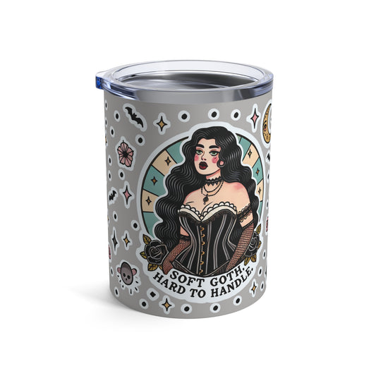 “Soft Goth” Tumbler – 10oz in grey — delicate, dangerous, and made to sip in silence and slay 🖤🌫️✨