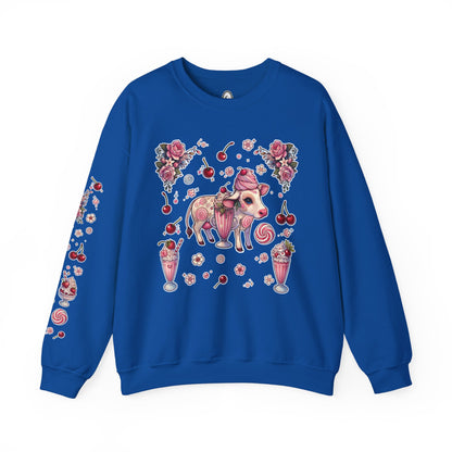 “Milkshake Cow” Unisex Heavy Blend™ Crewneck Sweatshirt — thick-cut comfort with dairy-core drip 🐄🥤🖤✨