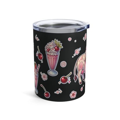 “Milkshake Cow” Tumbler – 10oz black— curvy, caffeinated, and ready to mooo-ve 🐄🥤🖤✨
