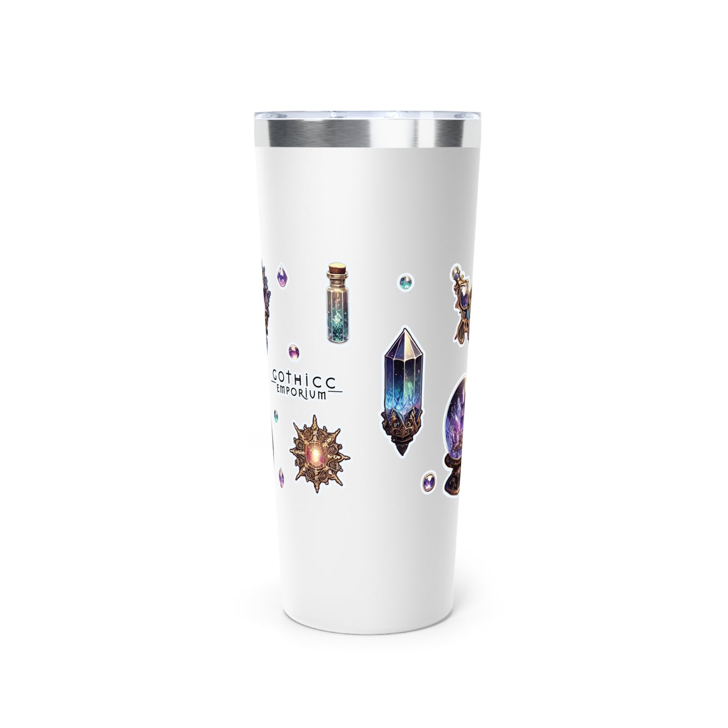 “Crystal Gem” Copper Vacuum Insulated Tumbler – 22oz — radiant energy in every sip 💎🌙☕🖤